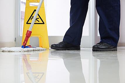 A team cleaning an office space