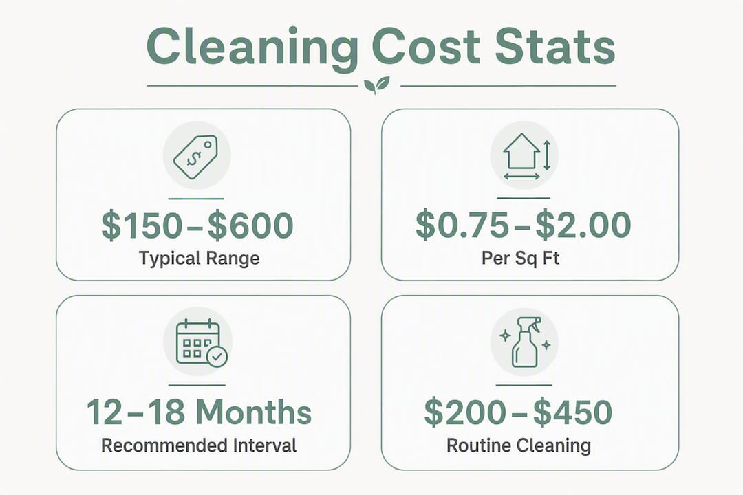 Infographic showing tile grout cleaning cost statistics and intervals