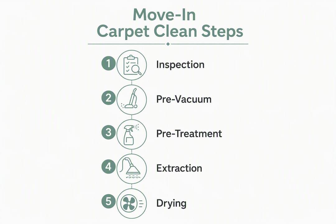 Infographic showing move-in carpet cleaning steps