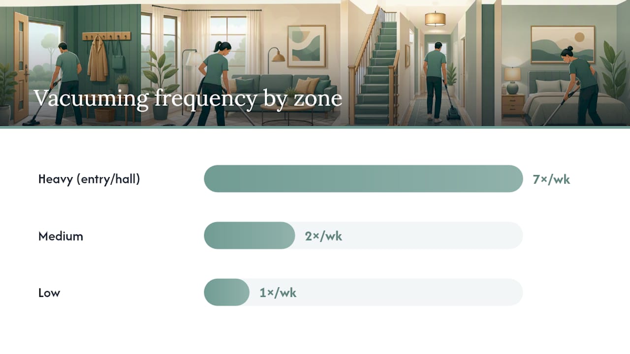 CRI carpet vacuuming frequency by traffic zone
