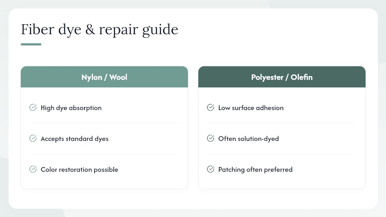 Carpet fiber dyeability comparison