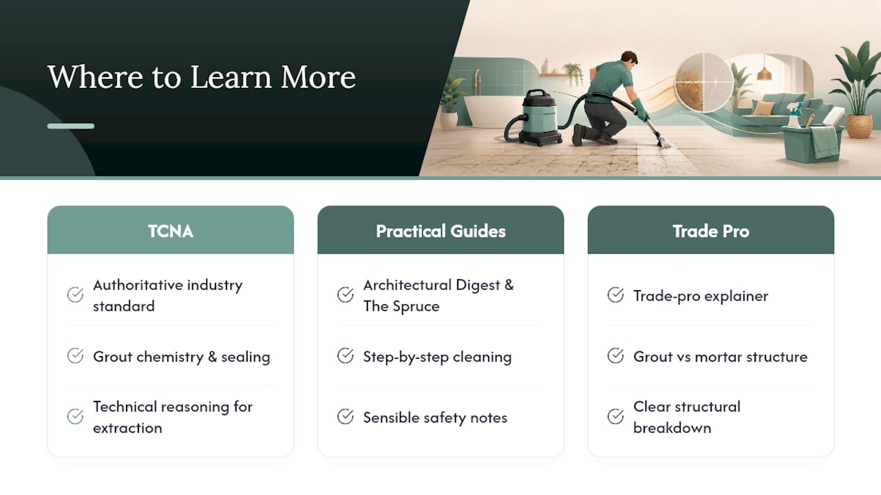 Where to Learn More About Grout Care — overview diagram
