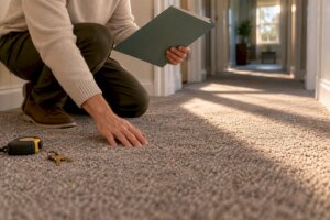 Rental carpet inspection with work order folder