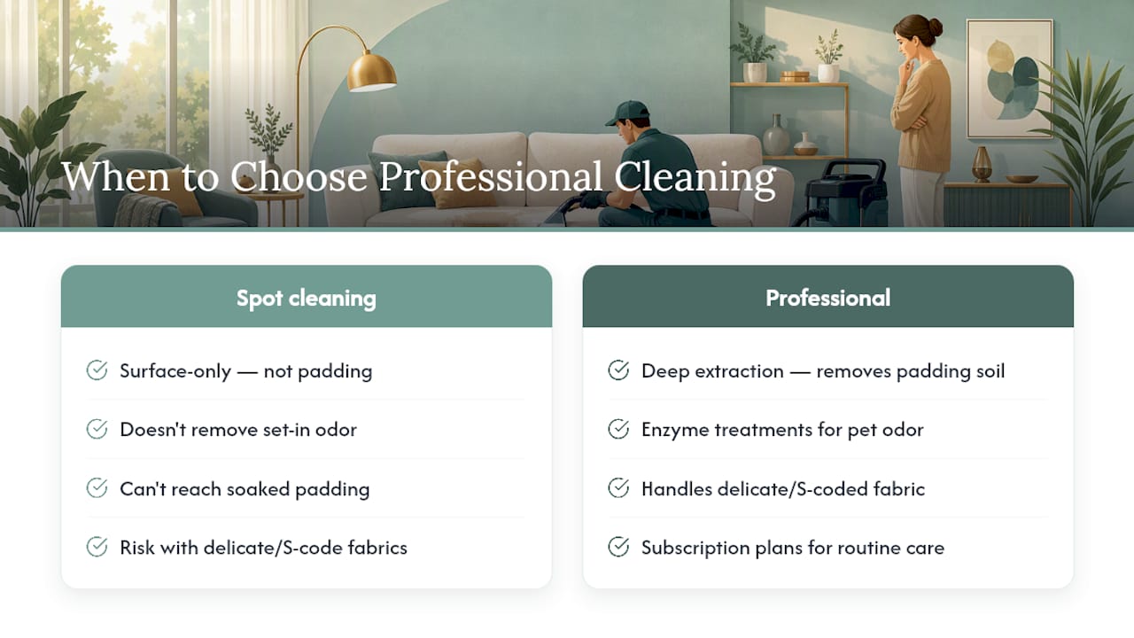 Home Service Simple perspective: when professional upholstery cleaning is the right choice — overview diagram
