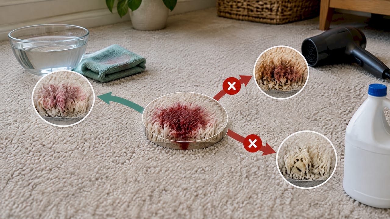 Safe and unsafe carpet stain treatment paths